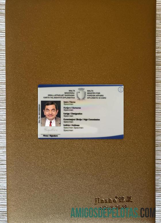 Malta Diplomatic ID Card olhar de foto frente exemplo